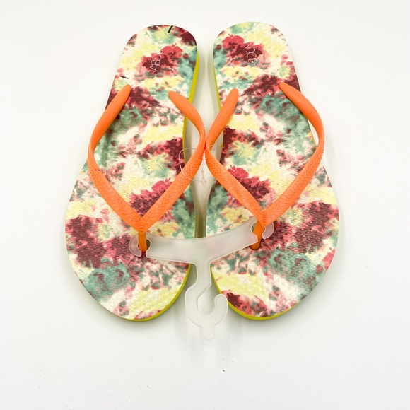 Yellow & Orange Tie Dye Flip Flops - Picture 1 of 7